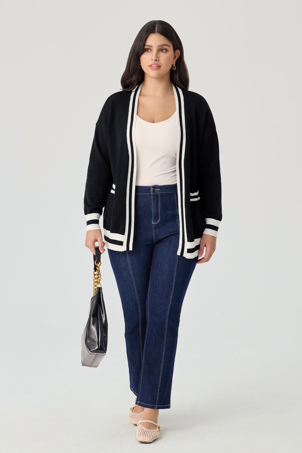 Ritera Pockets Varsity Stripe Cozy Knit Cardigan