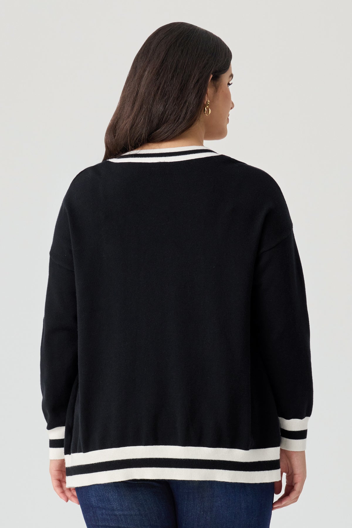 Ritera Pockets Varsity Stripe Cozy Knit Cardigan