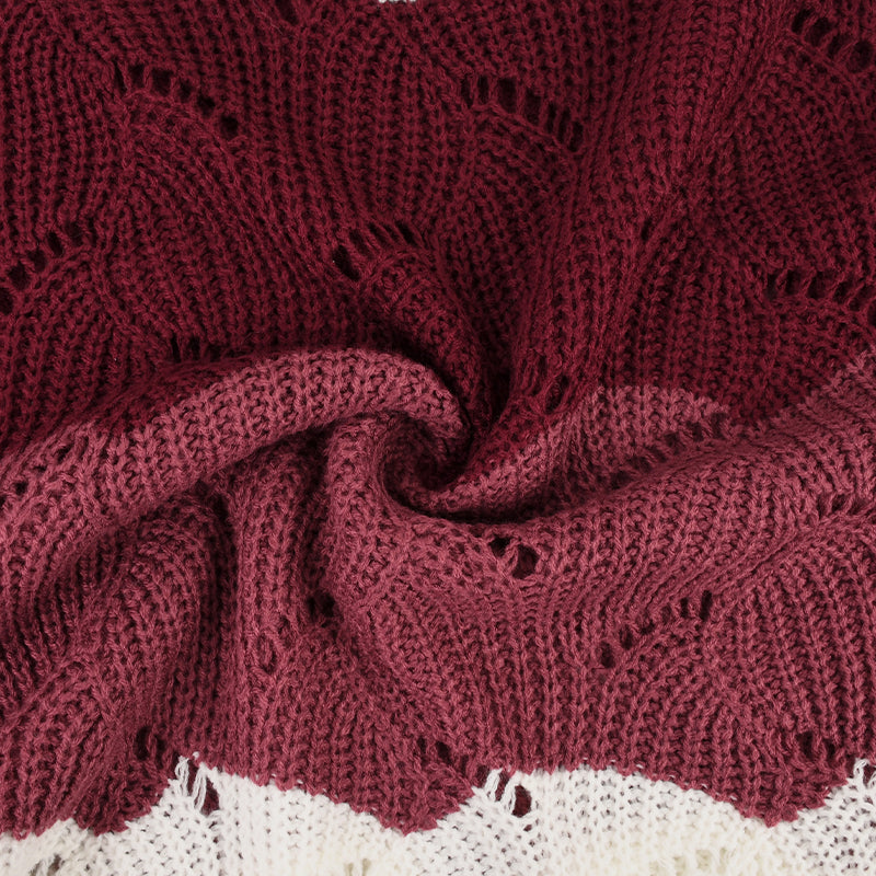 Supersoft Colorblock Hollow Out Batwing Knit Sweater