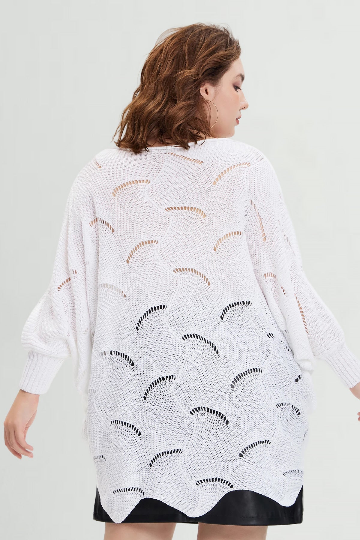 Ritera Solid Hollow Out Batwing Cashmere Knit Sweater