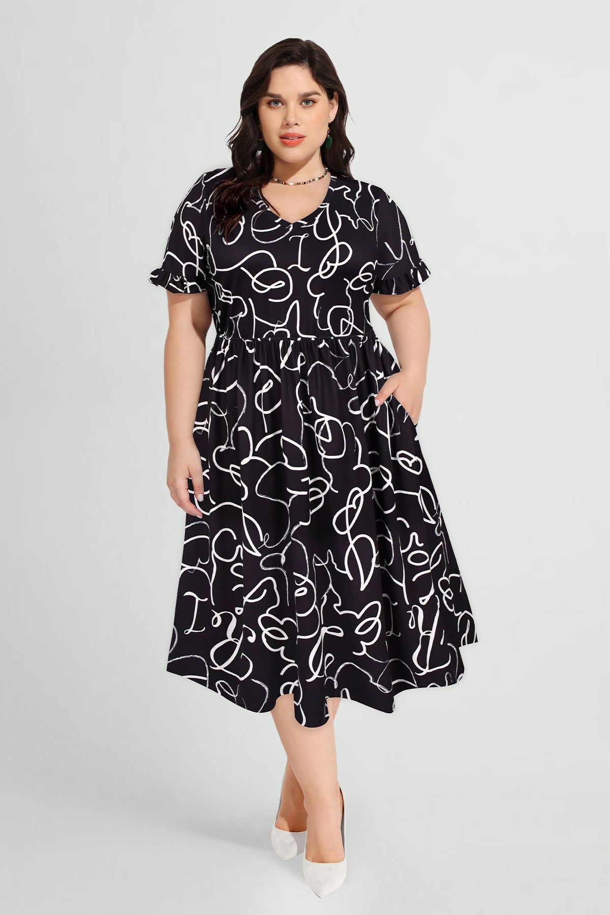 Pockets Rainbow Stripe Midi Dress