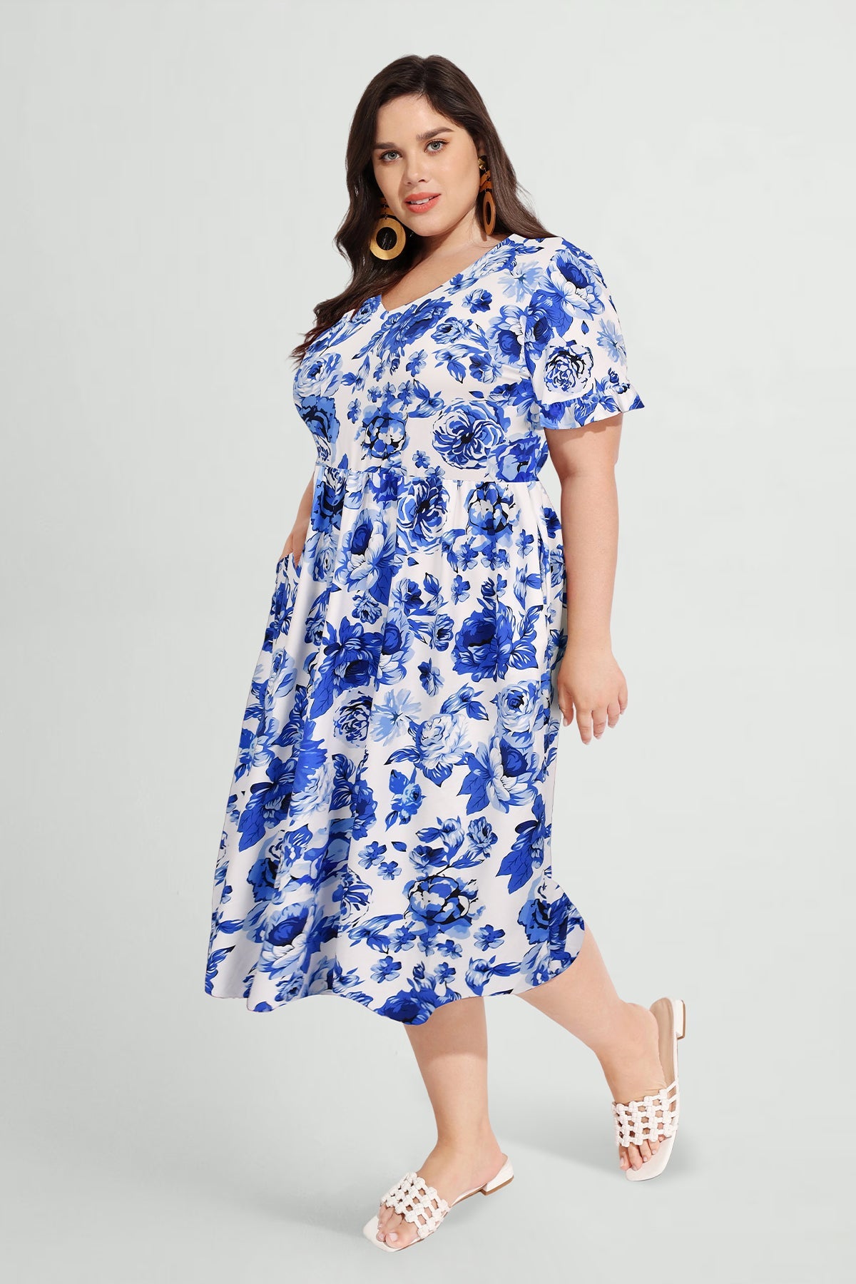 Pockets Rainbow Stripe Midi Dress