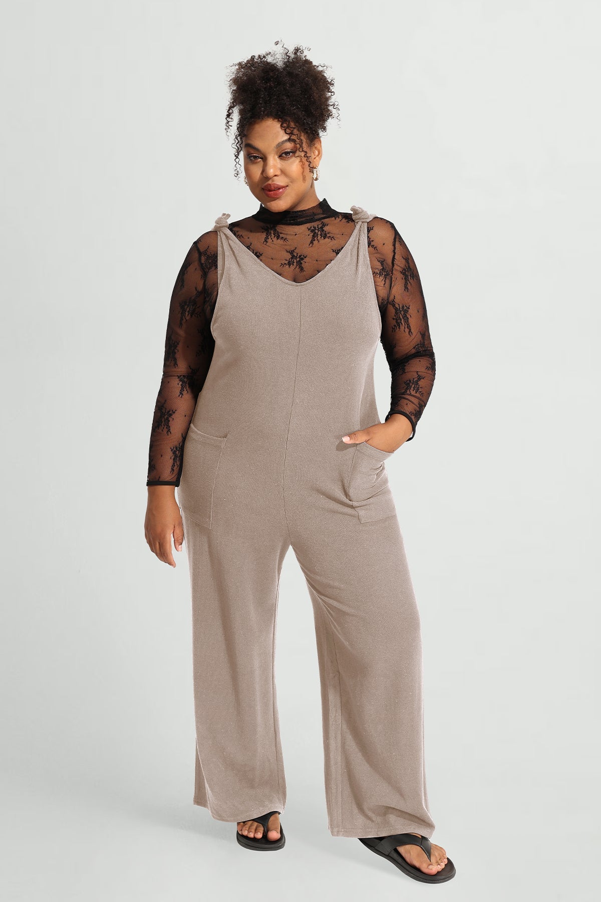 Wide Leg Camisole Overall Jumpsuit with Pockets