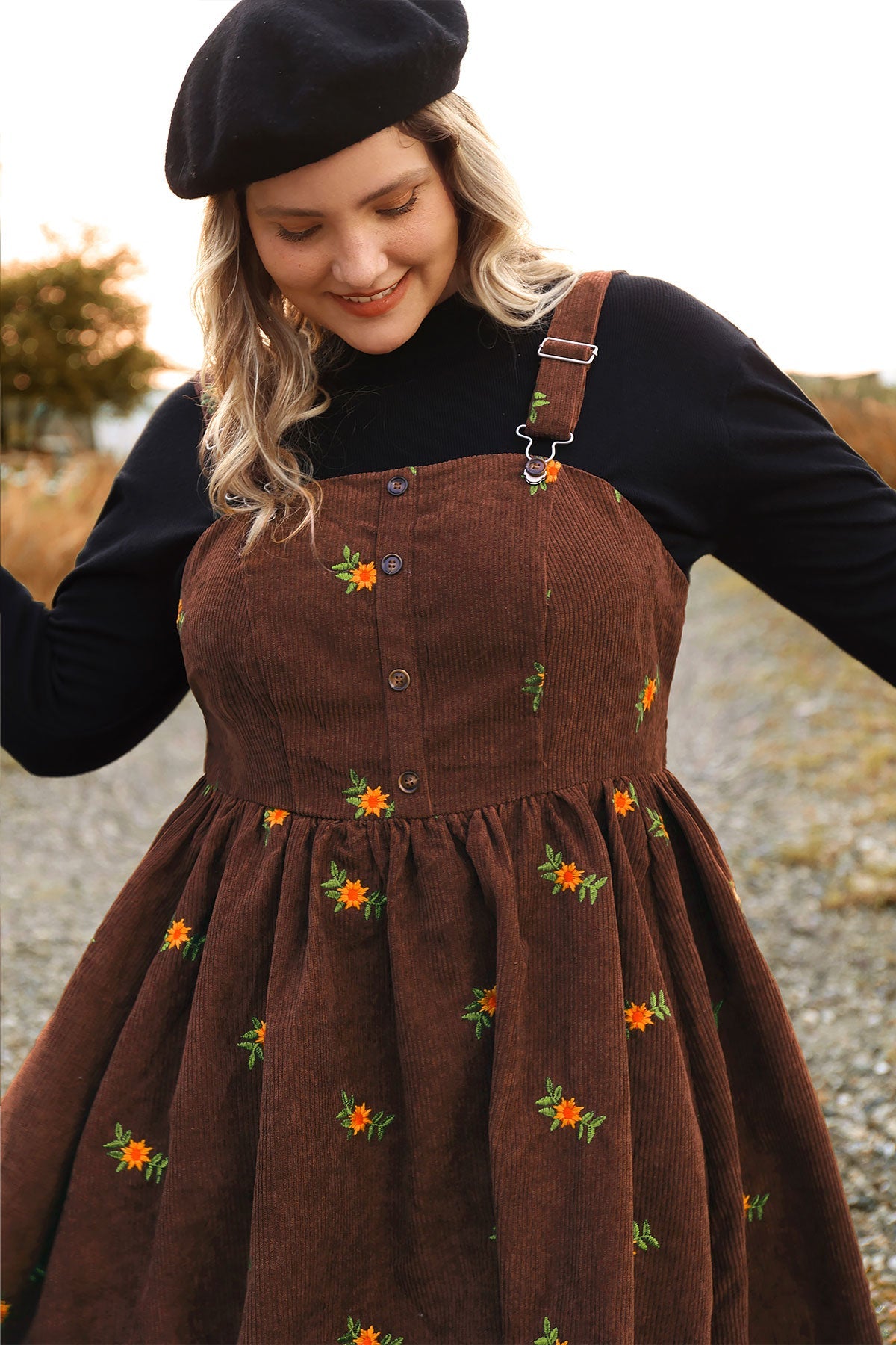 Ritera Adjustable Strap Floral Print Overall Knit Dress