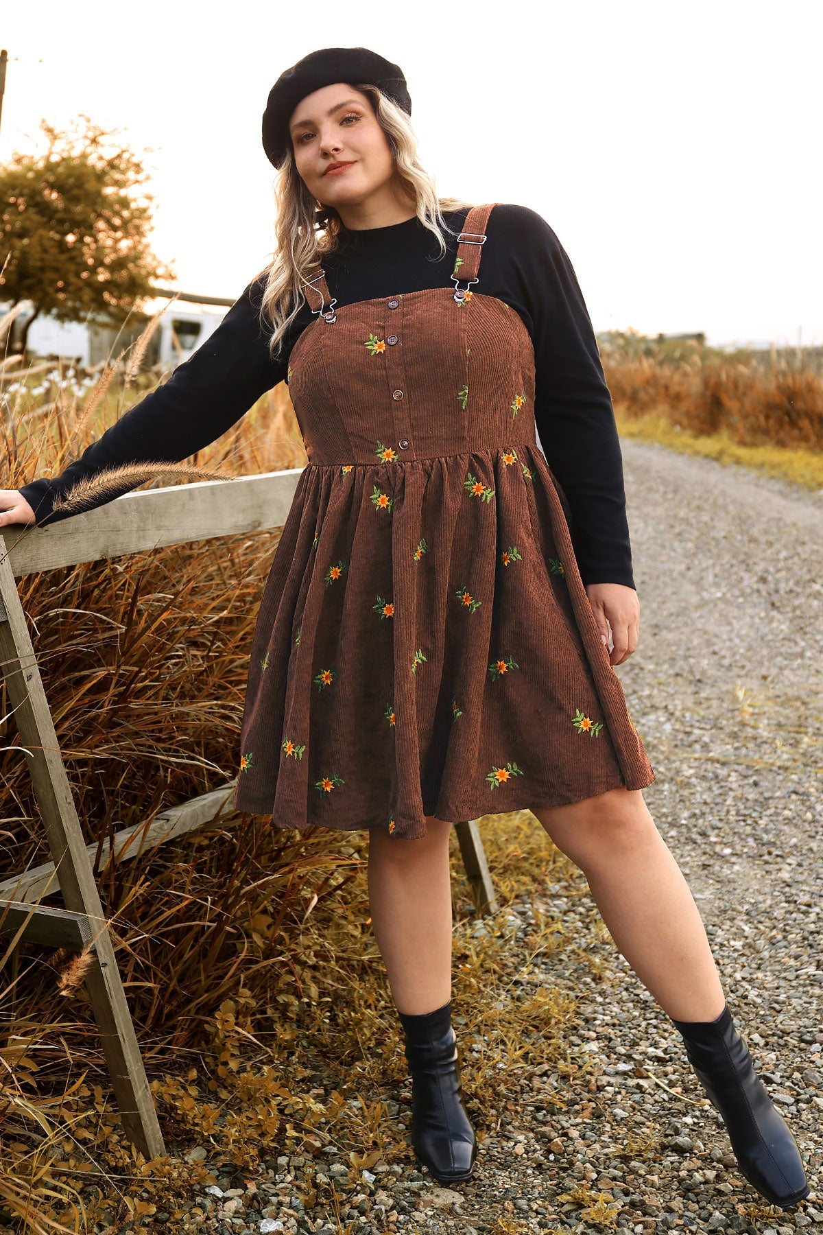 Ritera Adjustable Strap Floral Print Overall Knit Dress