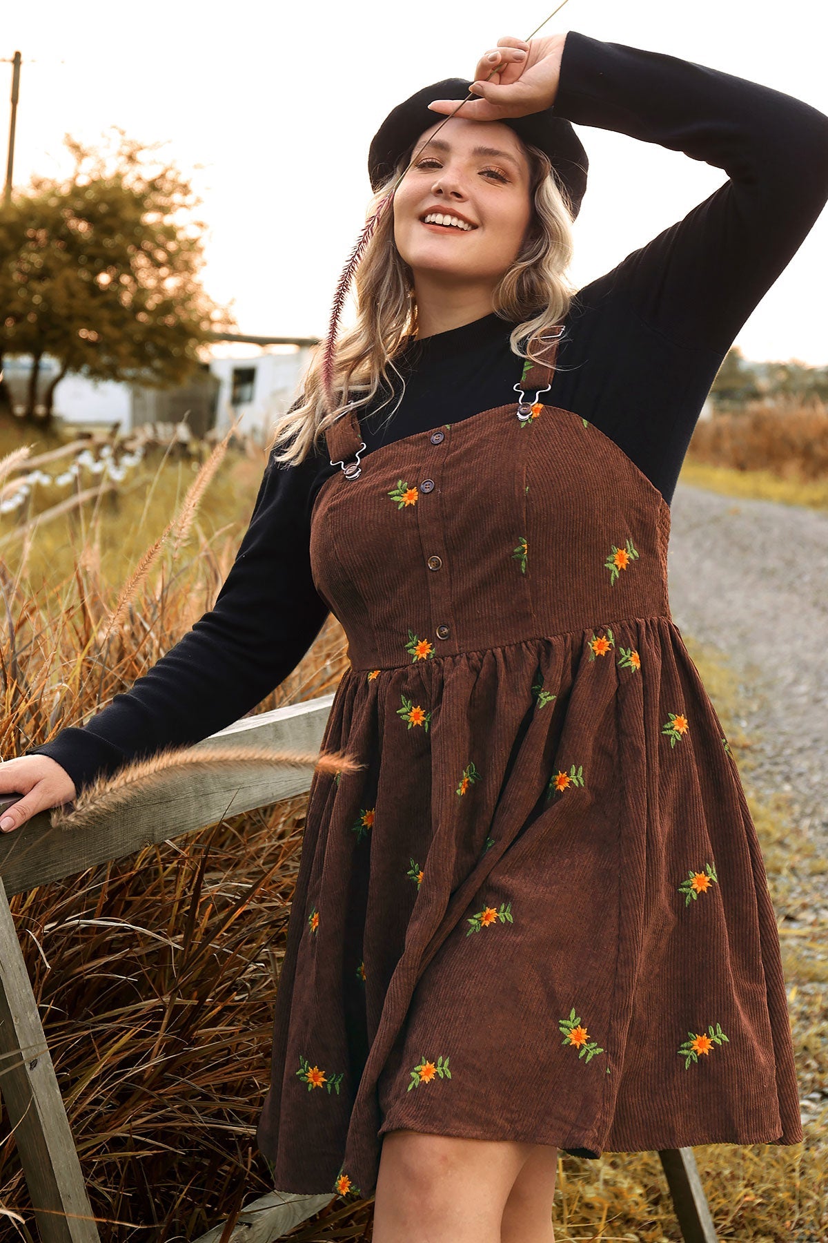 Ritera Adjustable Strap Floral Print Overall Knit Dress