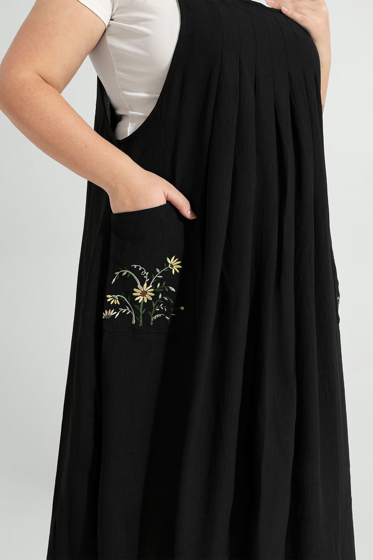 Floral Pocket Maxi Overall Dress with Adjustable Straps