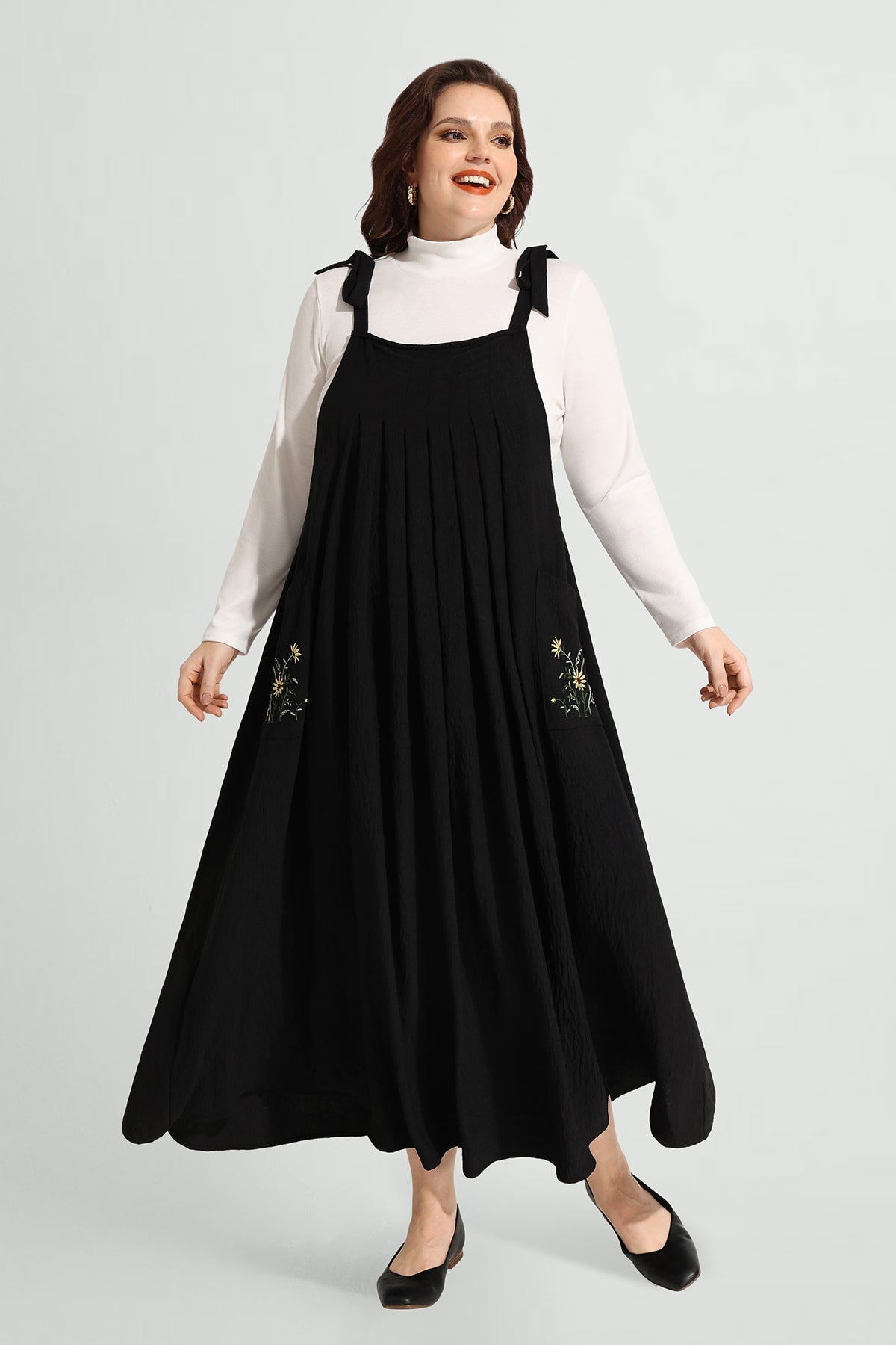 Floral Pocket Maxi Overall Dress with Adjustable Straps