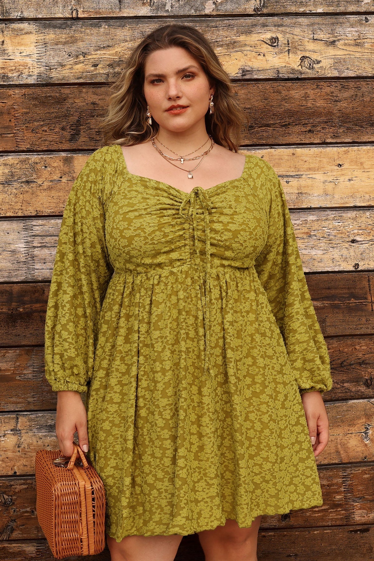 Pocket Floral Print Off-shoulder Drawstring Allover Mini Dress