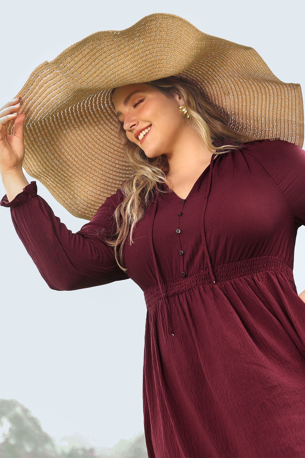 Ritera Pocket Elastic Waist Pleated Ruffle Hem Maxi Dress