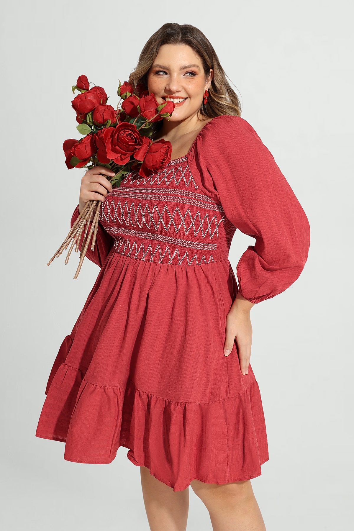 Supersoft Square Neck Shirred A-line Mini Dress