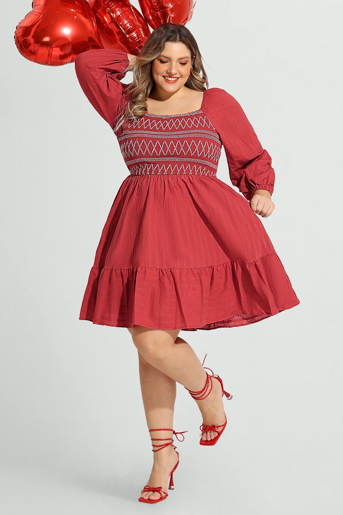 Supersoft Square Neck Shirred A-line Mini Dress