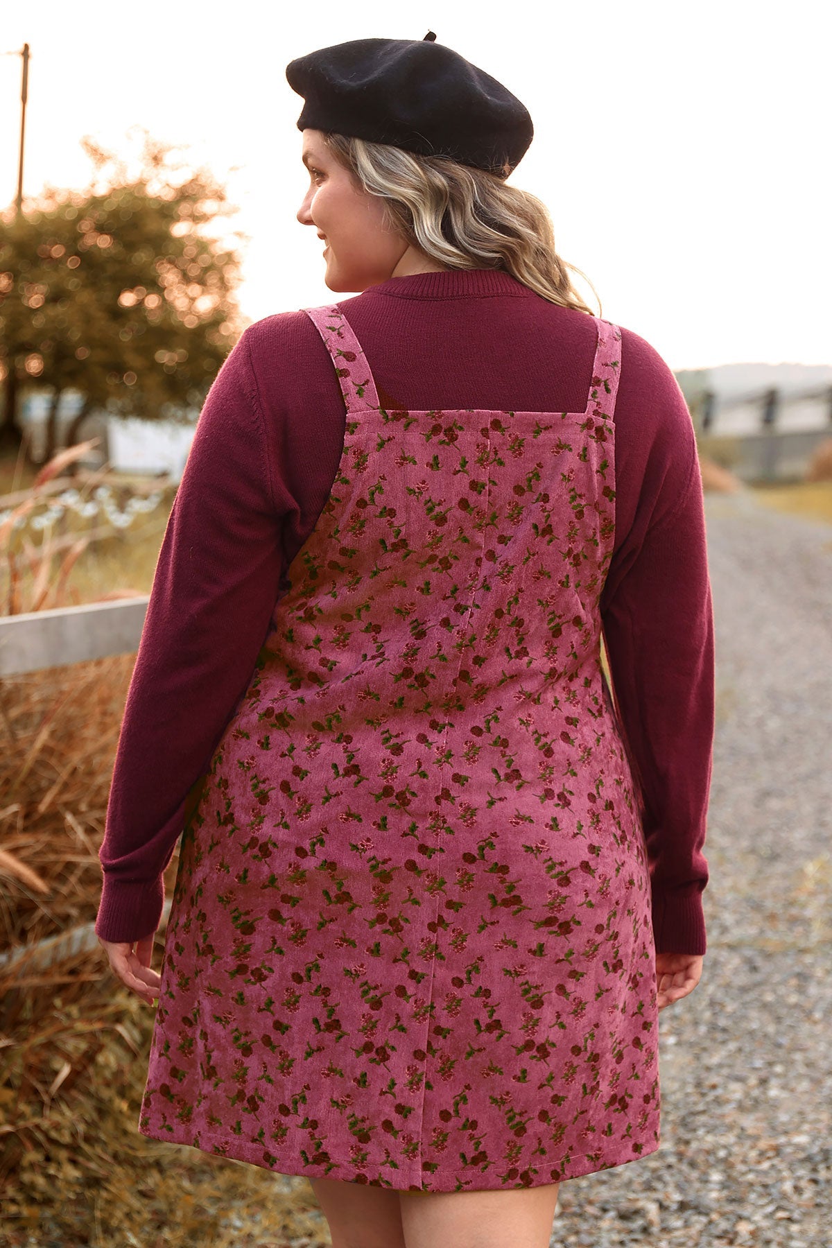 Pocket Floral Print Straps Overall Dress