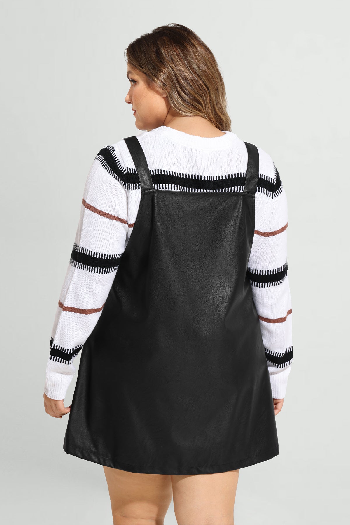 Adjustable Strap Pocket Leather Short Dress