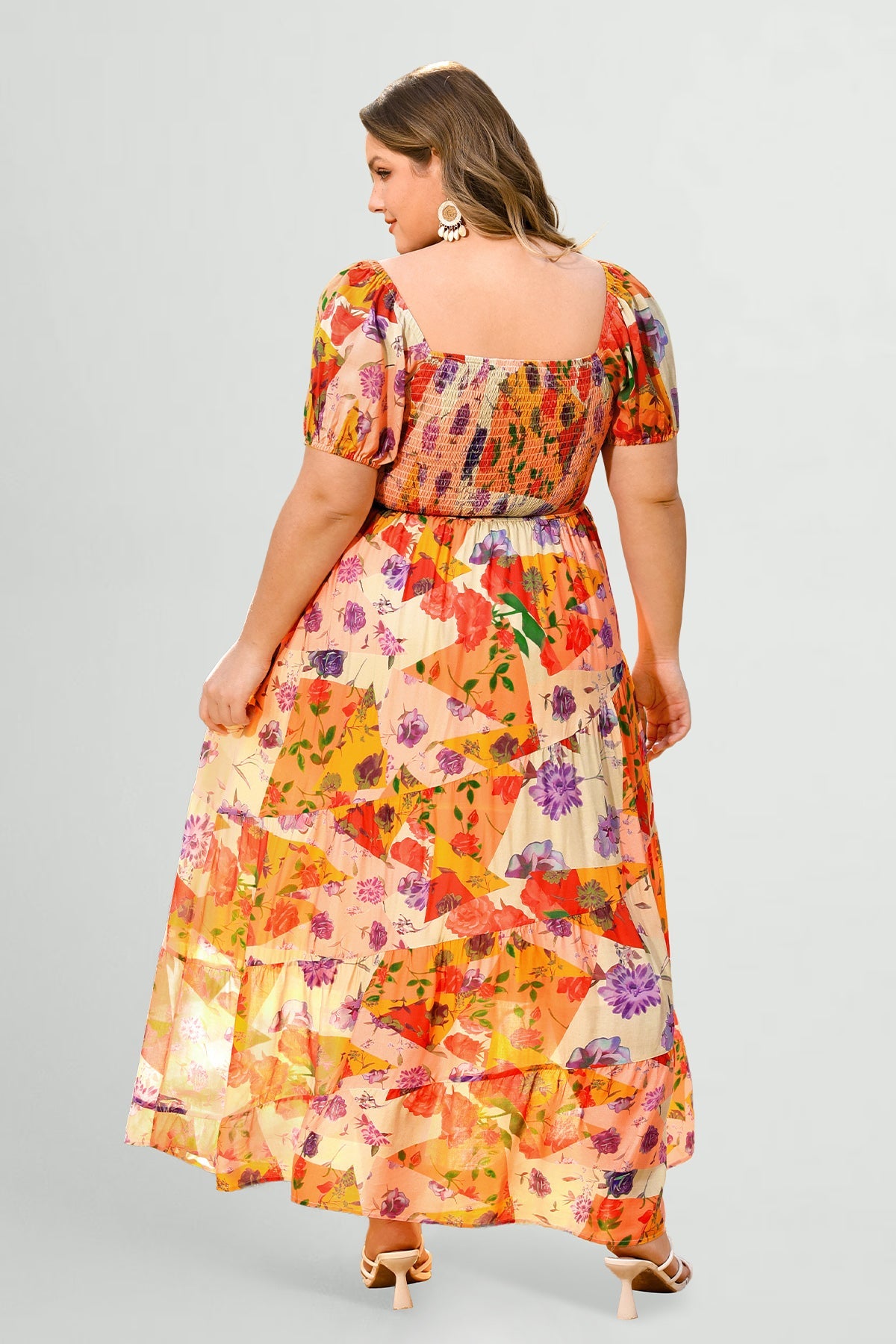 Ritera Pockets Patchwork Floral Tiered Maxi Vacation Dress