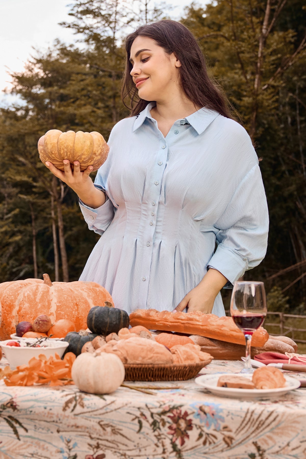 Ritera Pockets Elegant Floral Boho Embroidered Midi Shirt Dress