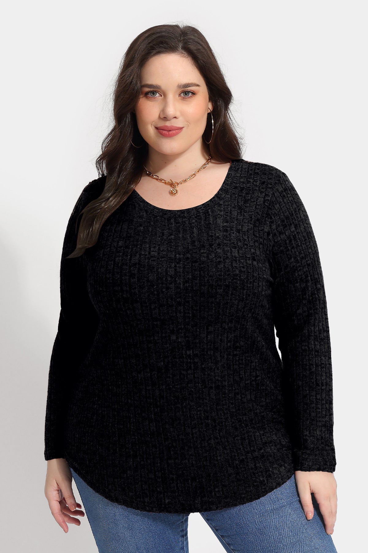 Ritera Texture Crewneck Velvet Basic T-Shirt