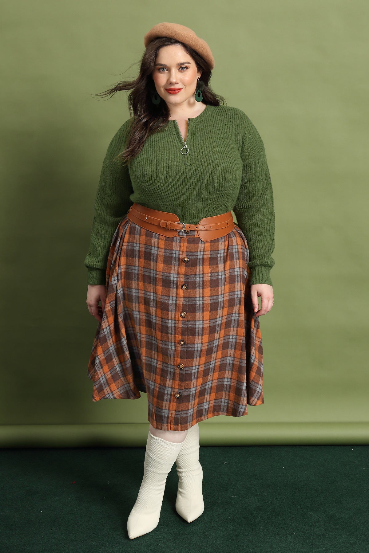 Solid Zipper Up Sweater