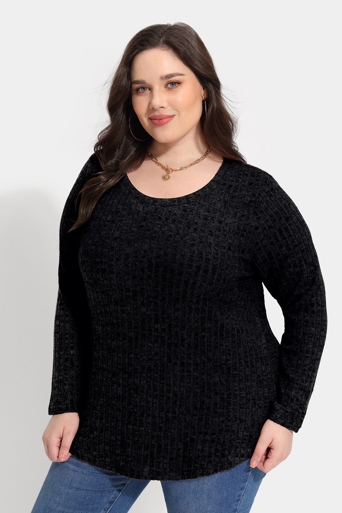 Ritera Texture Crewneck Velvet Basic T-Shirt