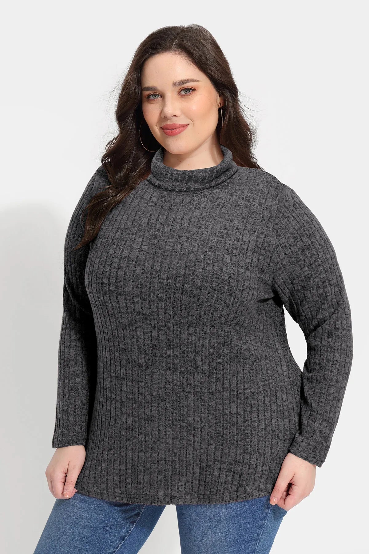 Supersoft Solid Long Sleeve Turtleneck Knit Sweater