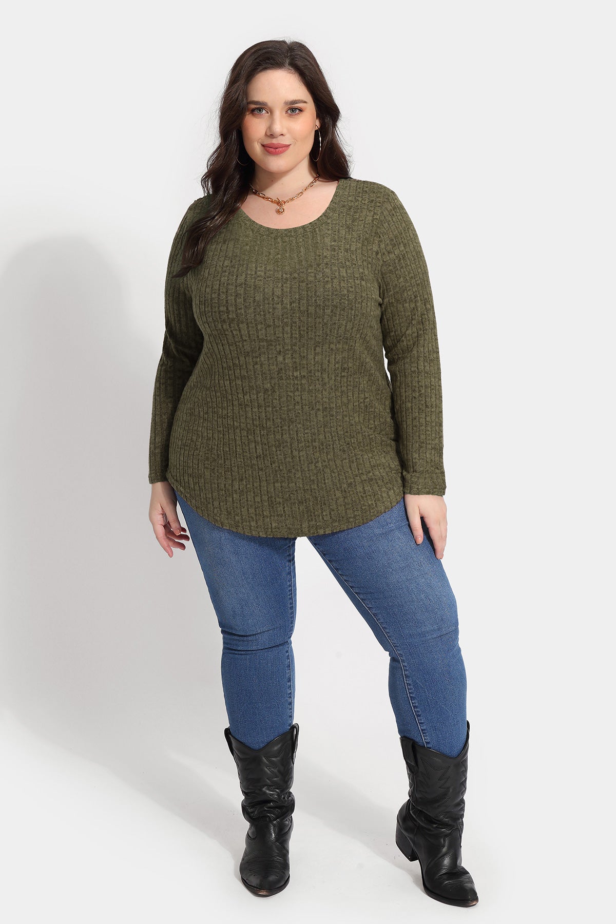 Ritera Texture Crewneck Velvet Basic T-Shirt