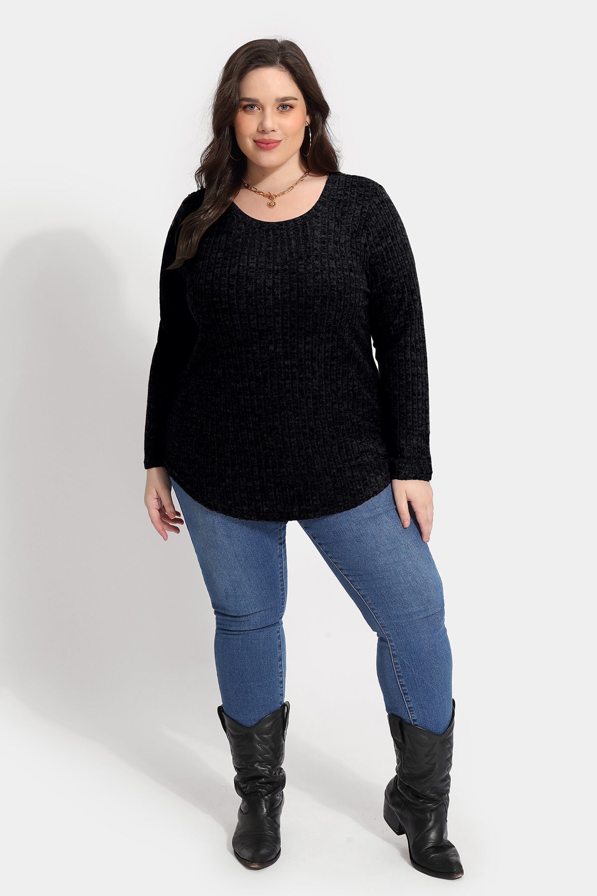 Ritera Texture Crewneck Velvet Basic T-Shirt