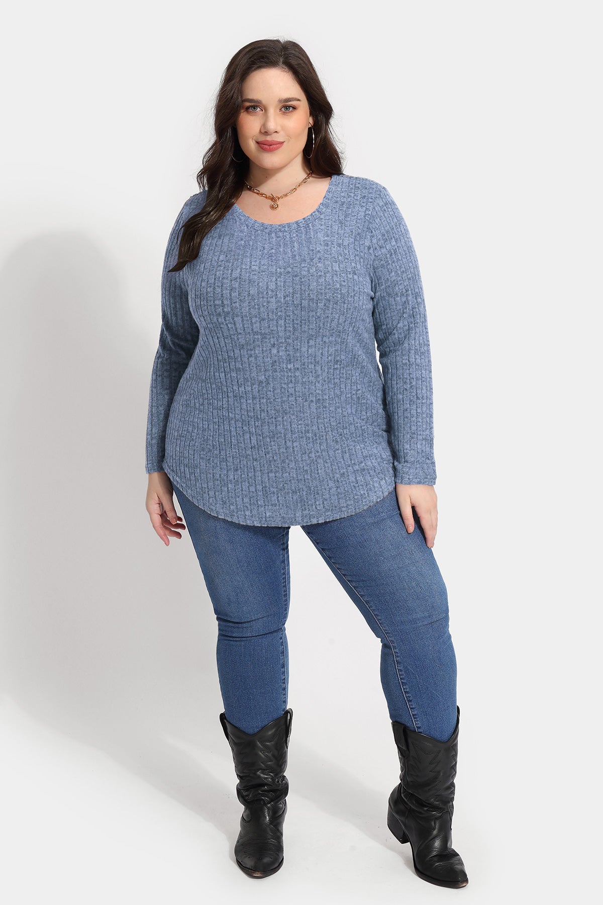 Ritera Texture Crewneck Velvet Basic T-Shirt