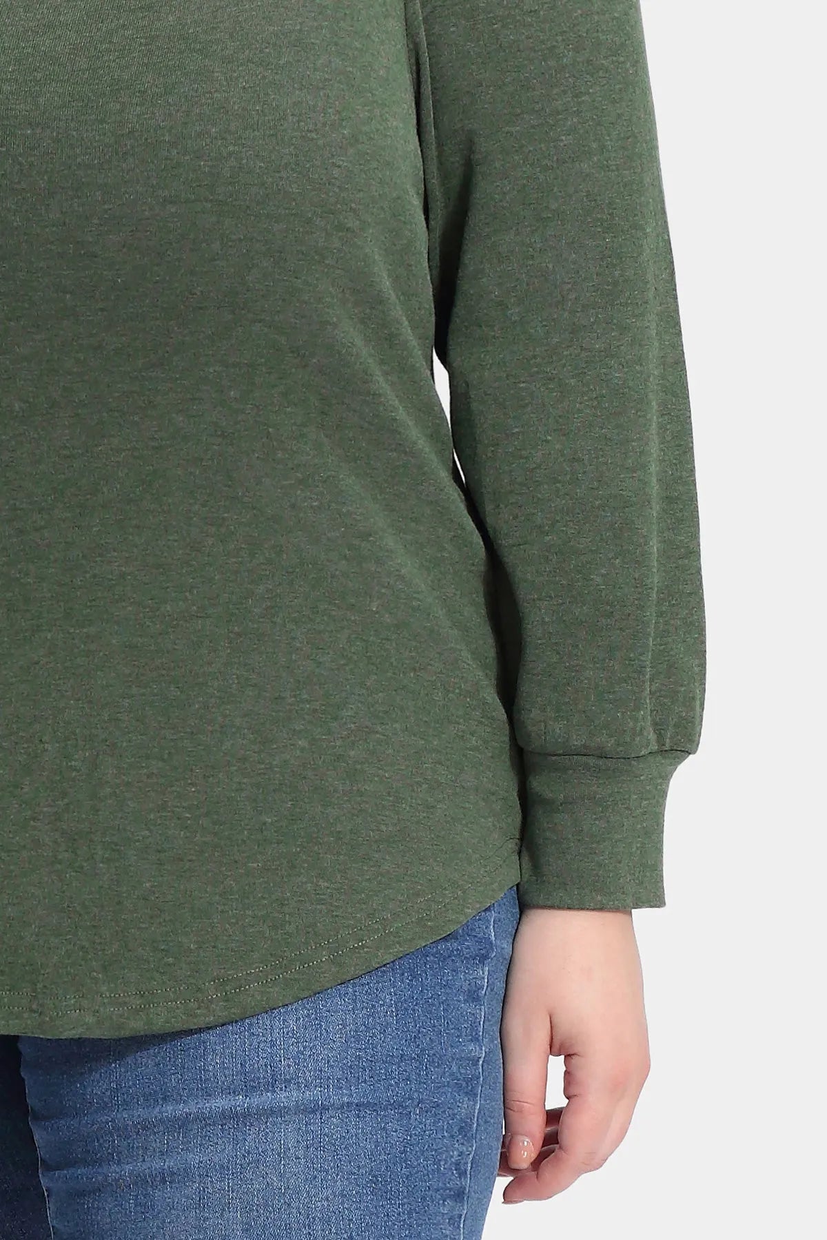 Solid Button Shoulder Detail Crewneck T-Shirt