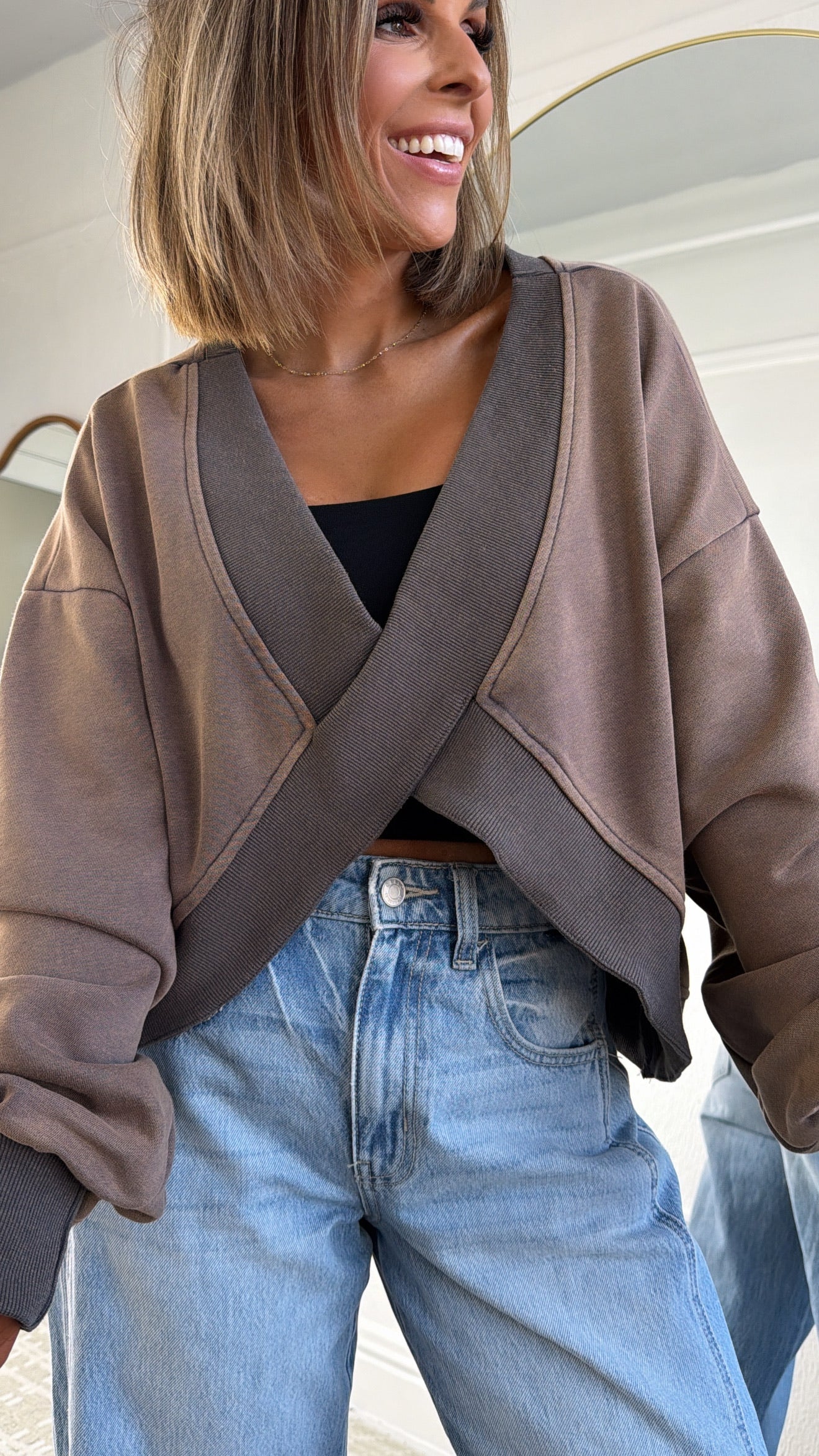 Criss Cross Reversible Sweatshirt, Rusted Charcoal