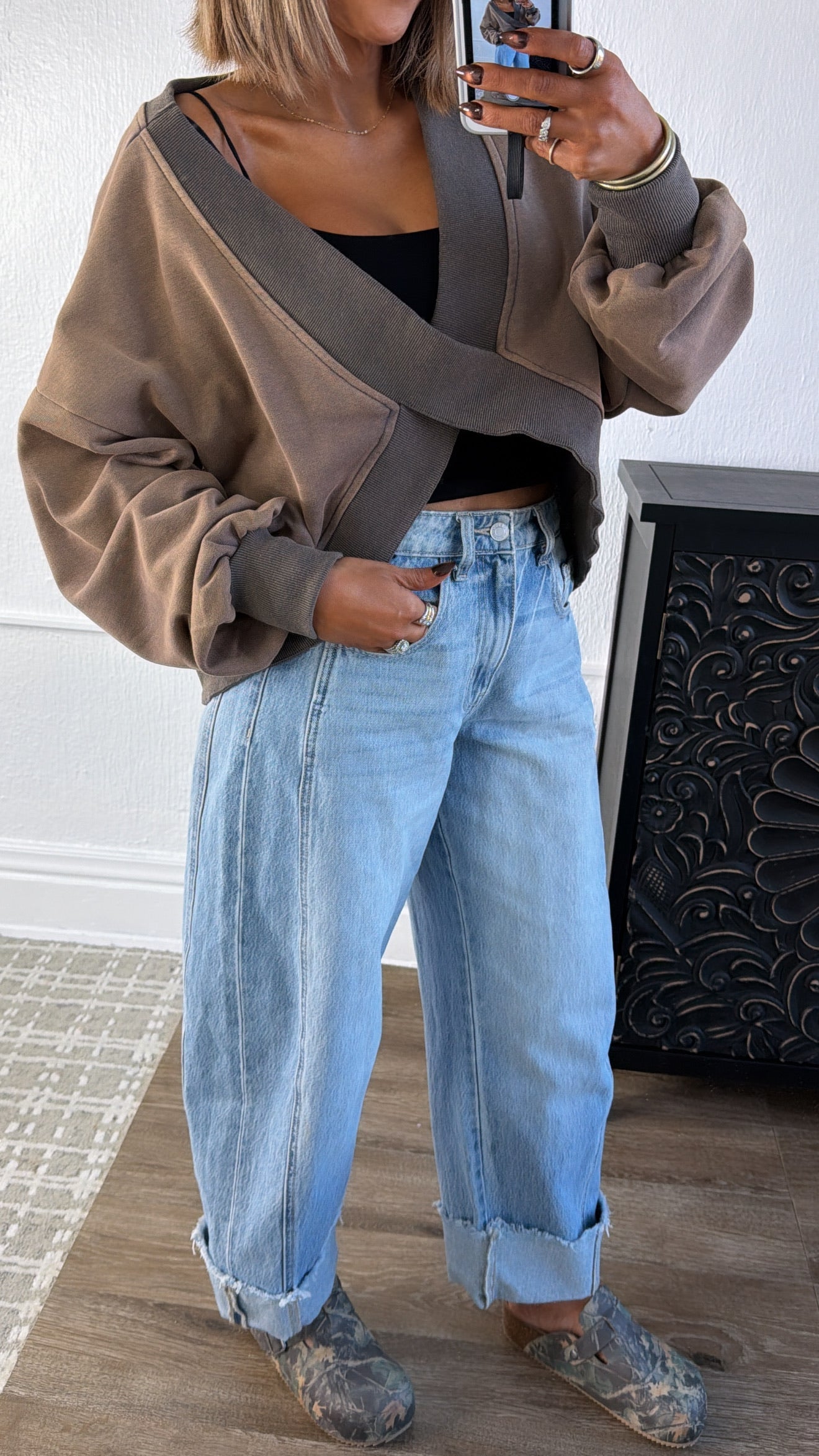 Criss Cross Reversible Sweatshirt, Rusted Charcoal