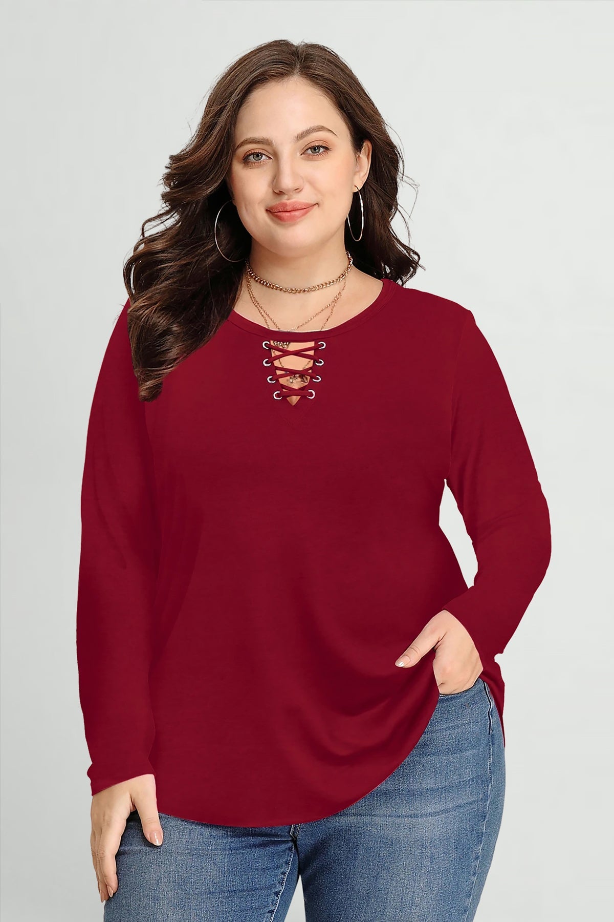 Essential Round Neck String Chest T-Shirt
