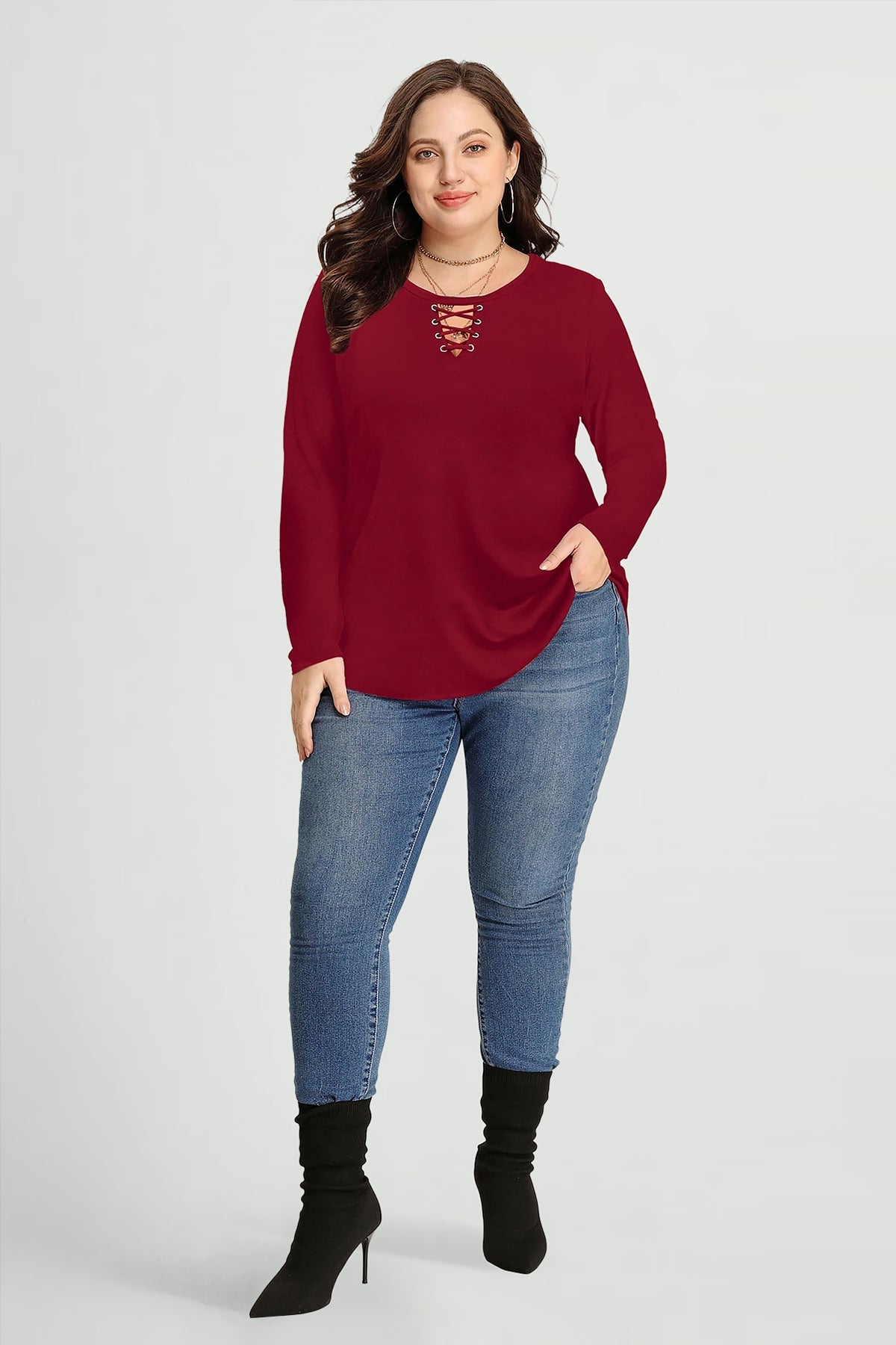 Essential Round Neck String Chest T-Shirt