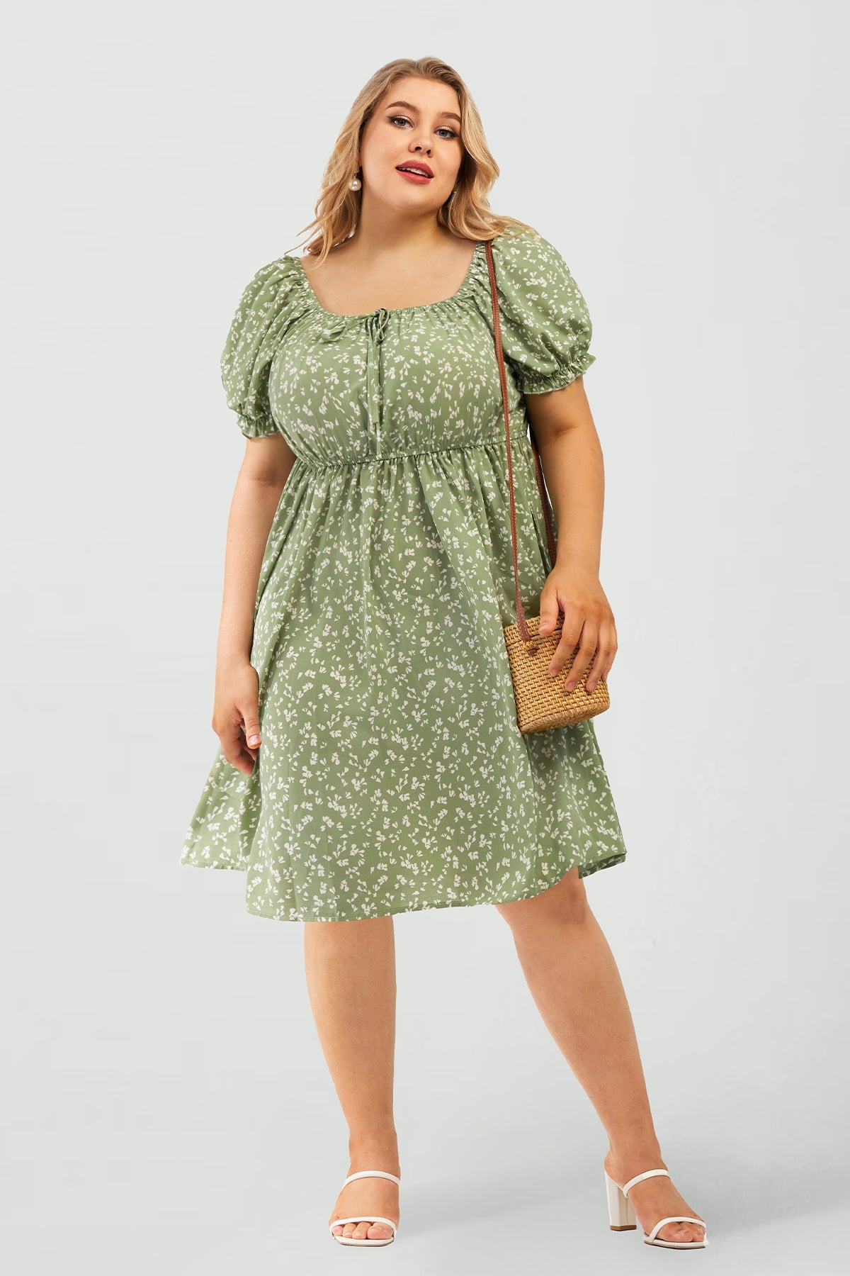 Polka Dot Square Neck Ditsy Milkmaid Dress