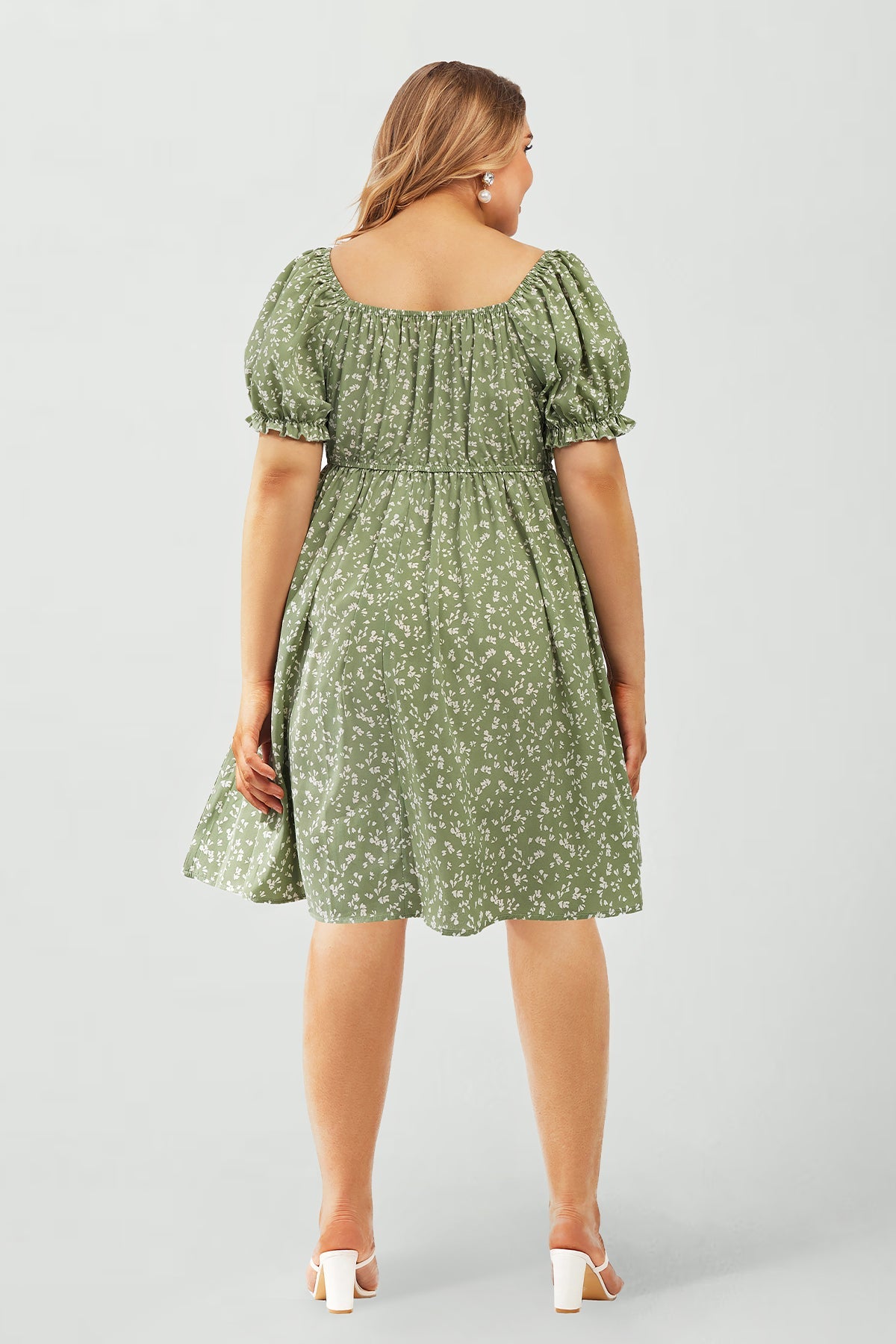Polka Dot Square Neck Ditsy Milkmaid Dress