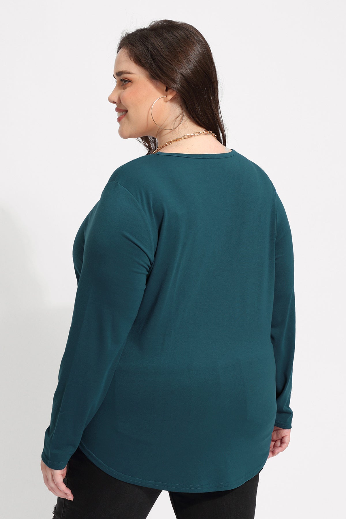 Solid Sexy Lace V-neck Long Sleeve T-Shirt