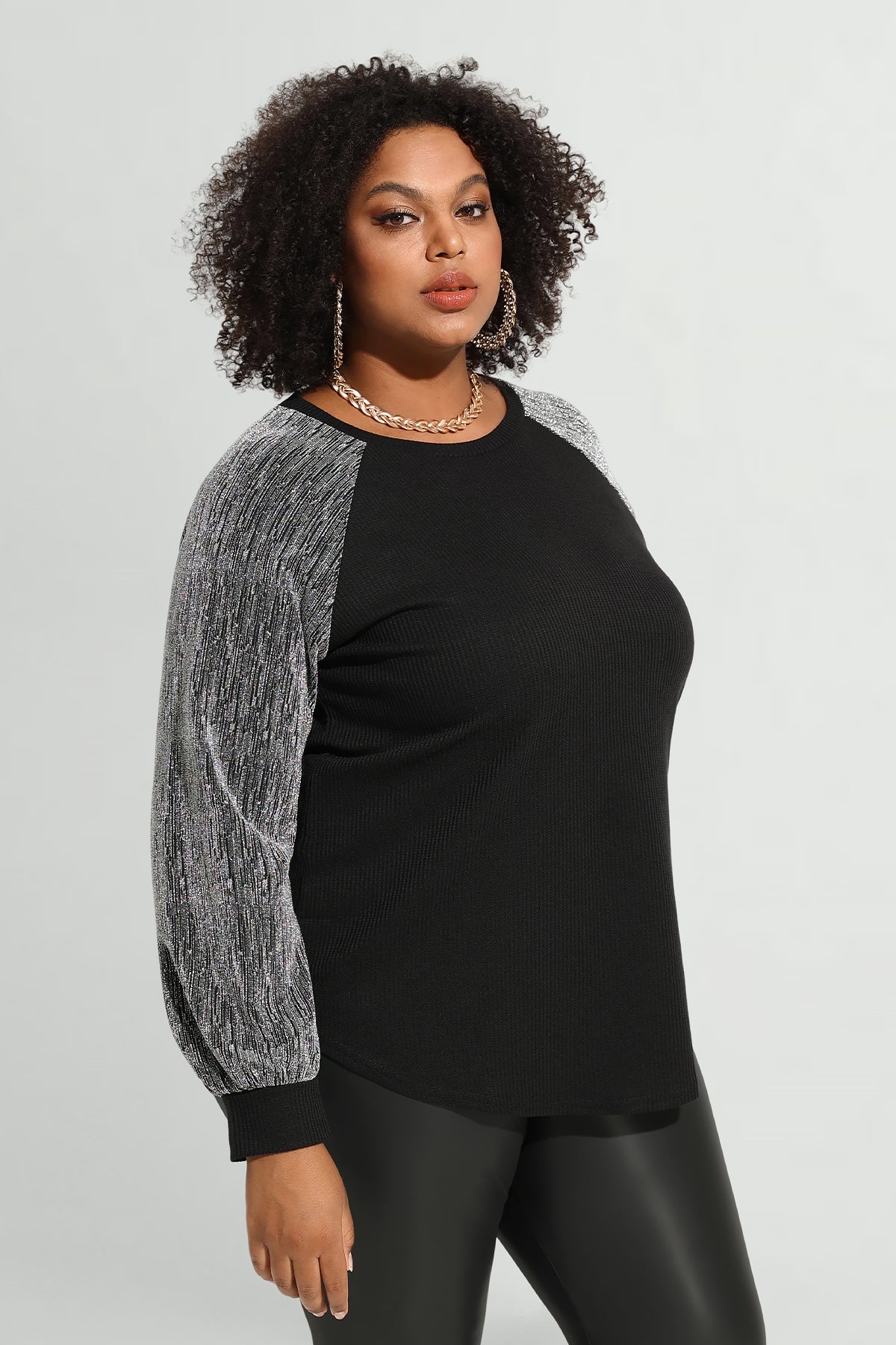 Raglan Sequin Long Sleeve T-Shirt