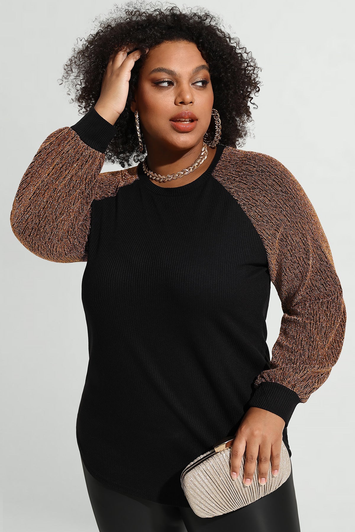 Raglan Sequin Long Sleeve T-Shirt