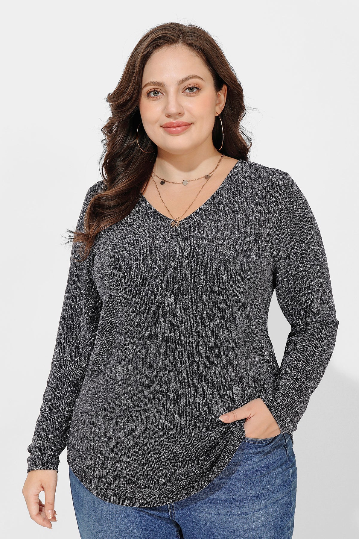 Ritera Texture V Neck Long Sleeve T-Shirt