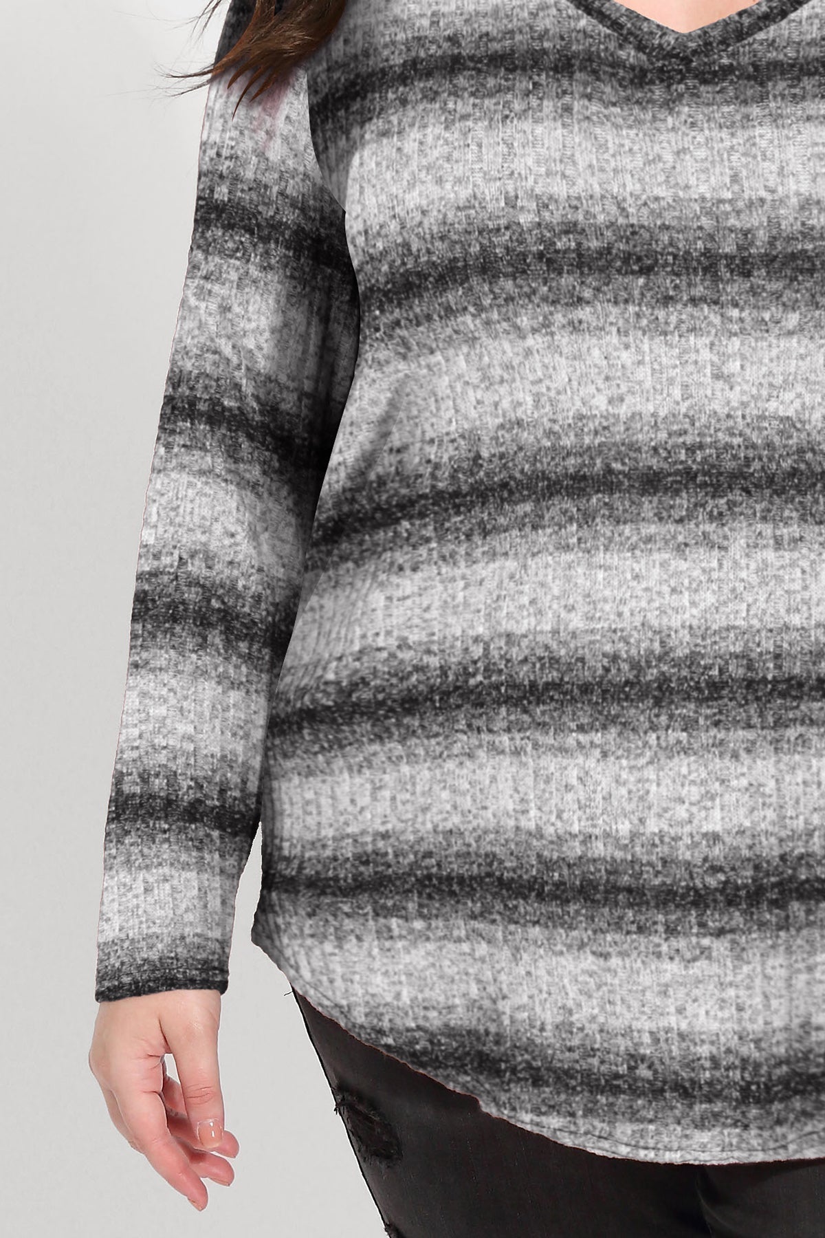 Ritera Striped V Neck Long Sleeve T-Shirt