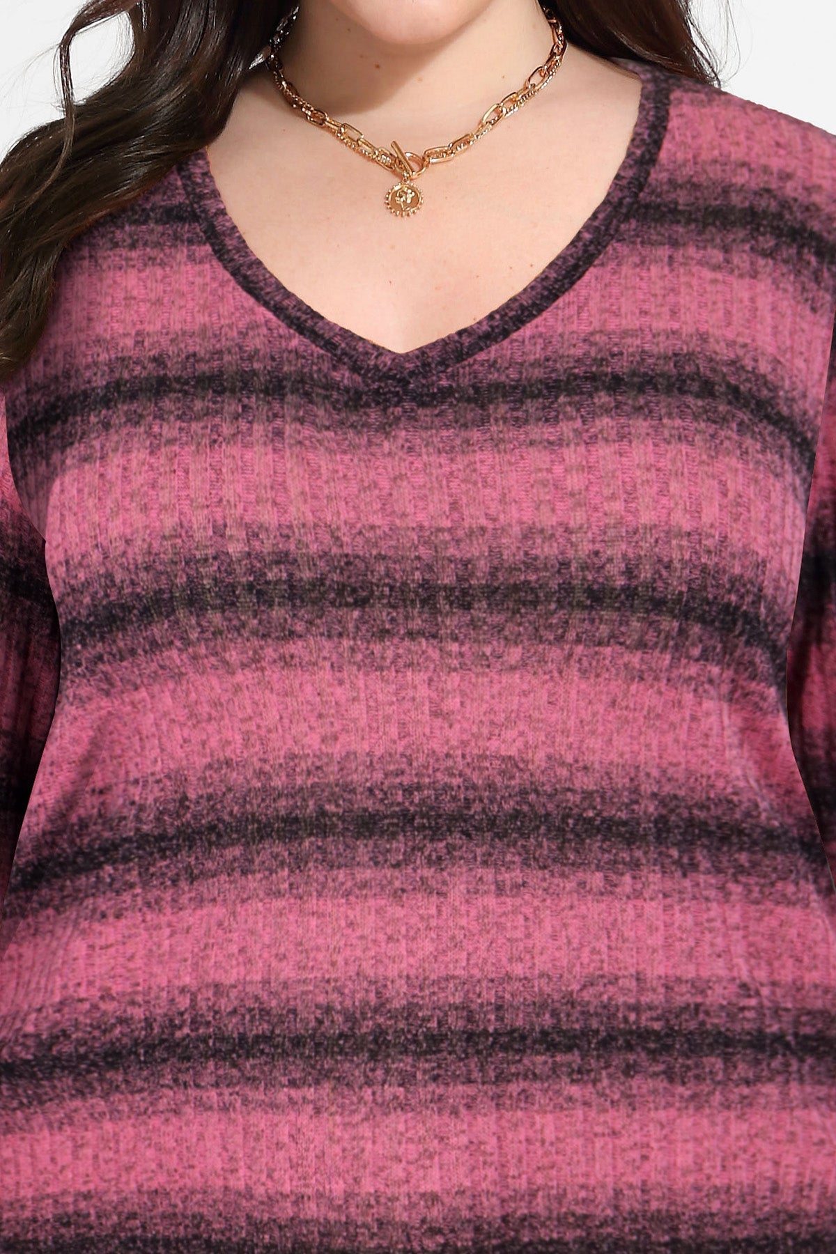 Ritera Striped V Neck Long Sleeve T-Shirt