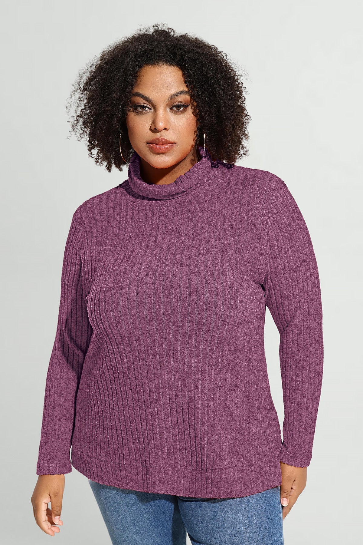 Supersoft Solid Long Sleeve Turtleneck Knit Sweater