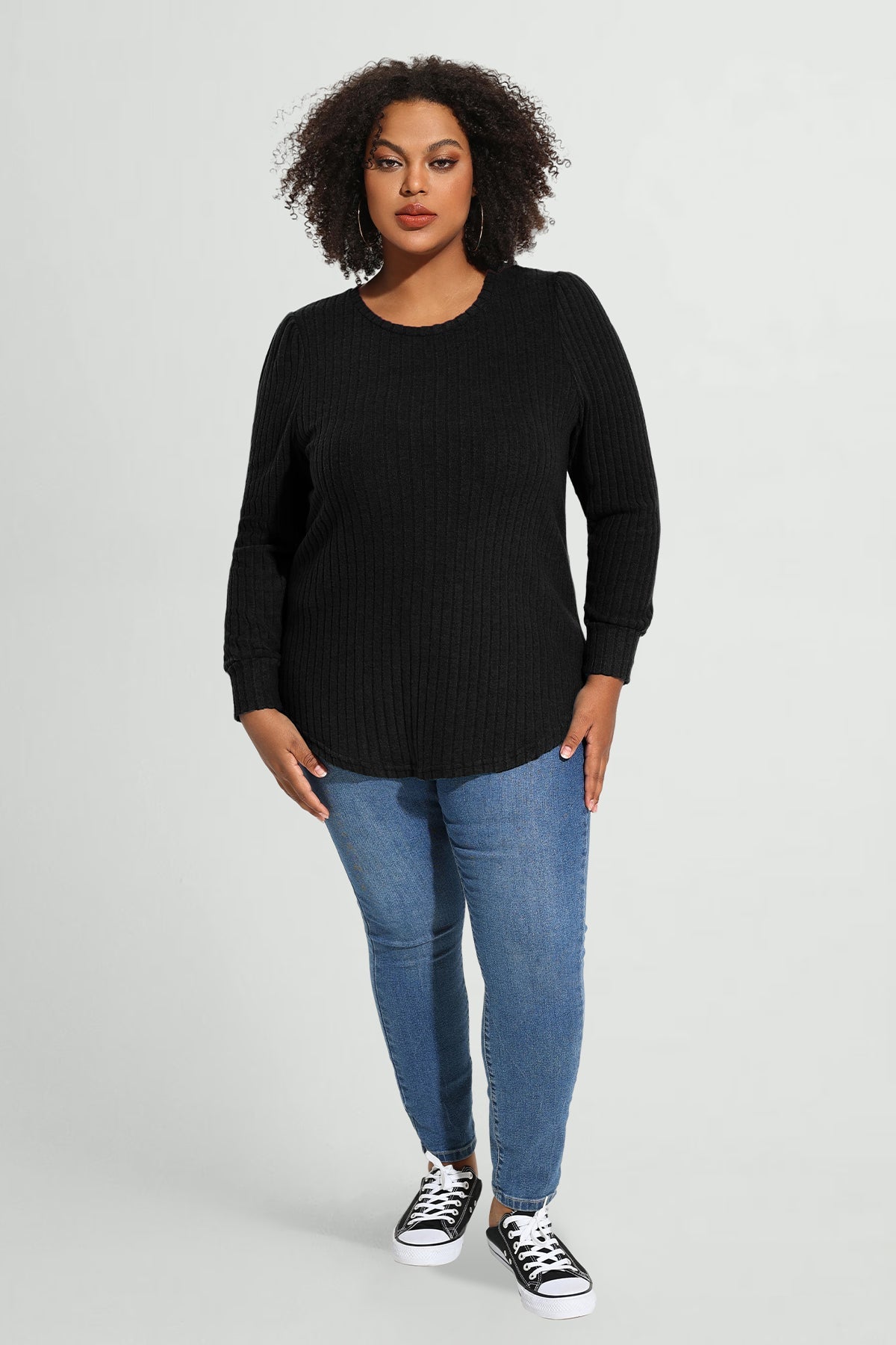 Ritera Solid Texture Velvet Basic Long Sleeve T-Shirt
