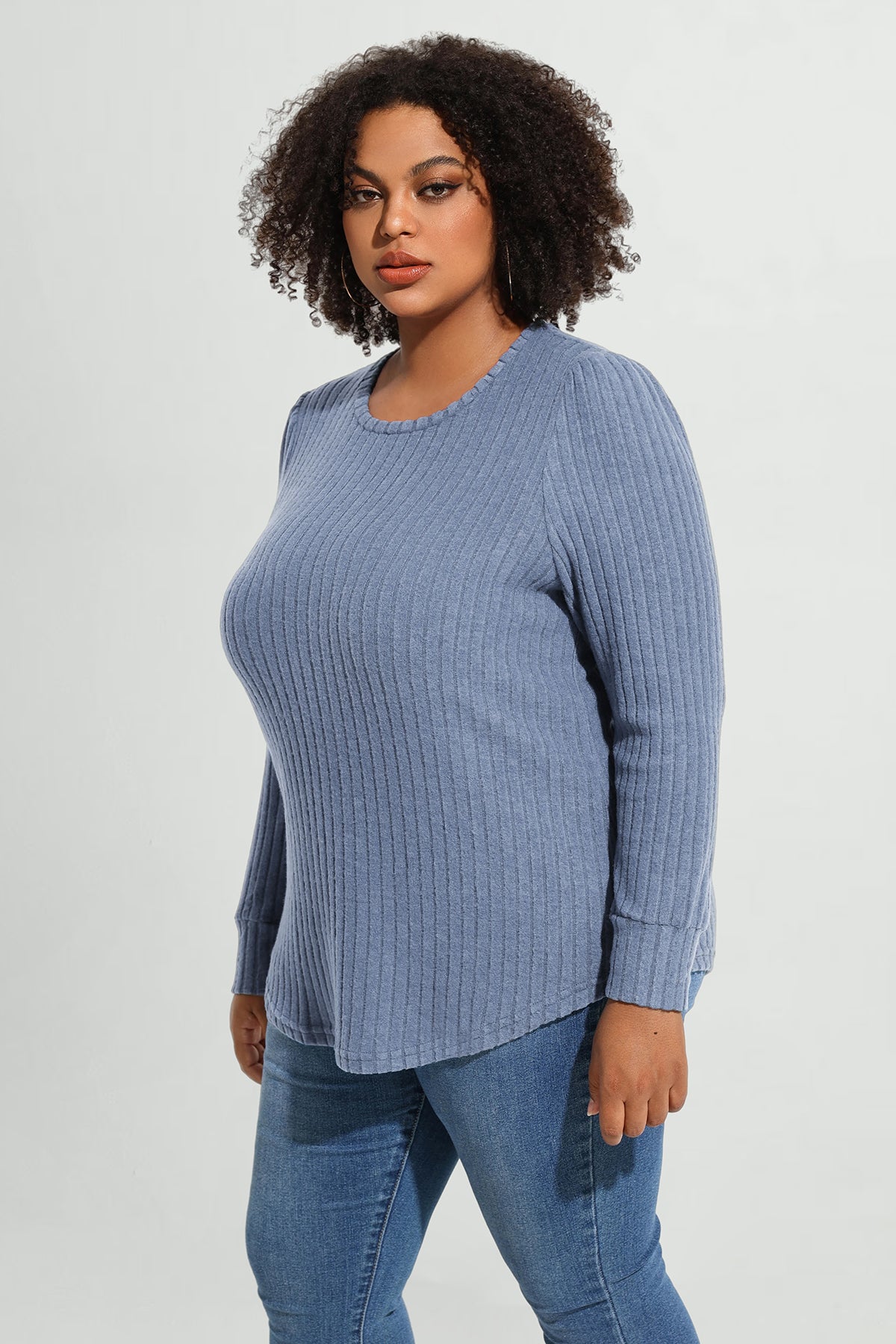 Ritera Solid Texture Velvet Basic Long Sleeve T-Shirt