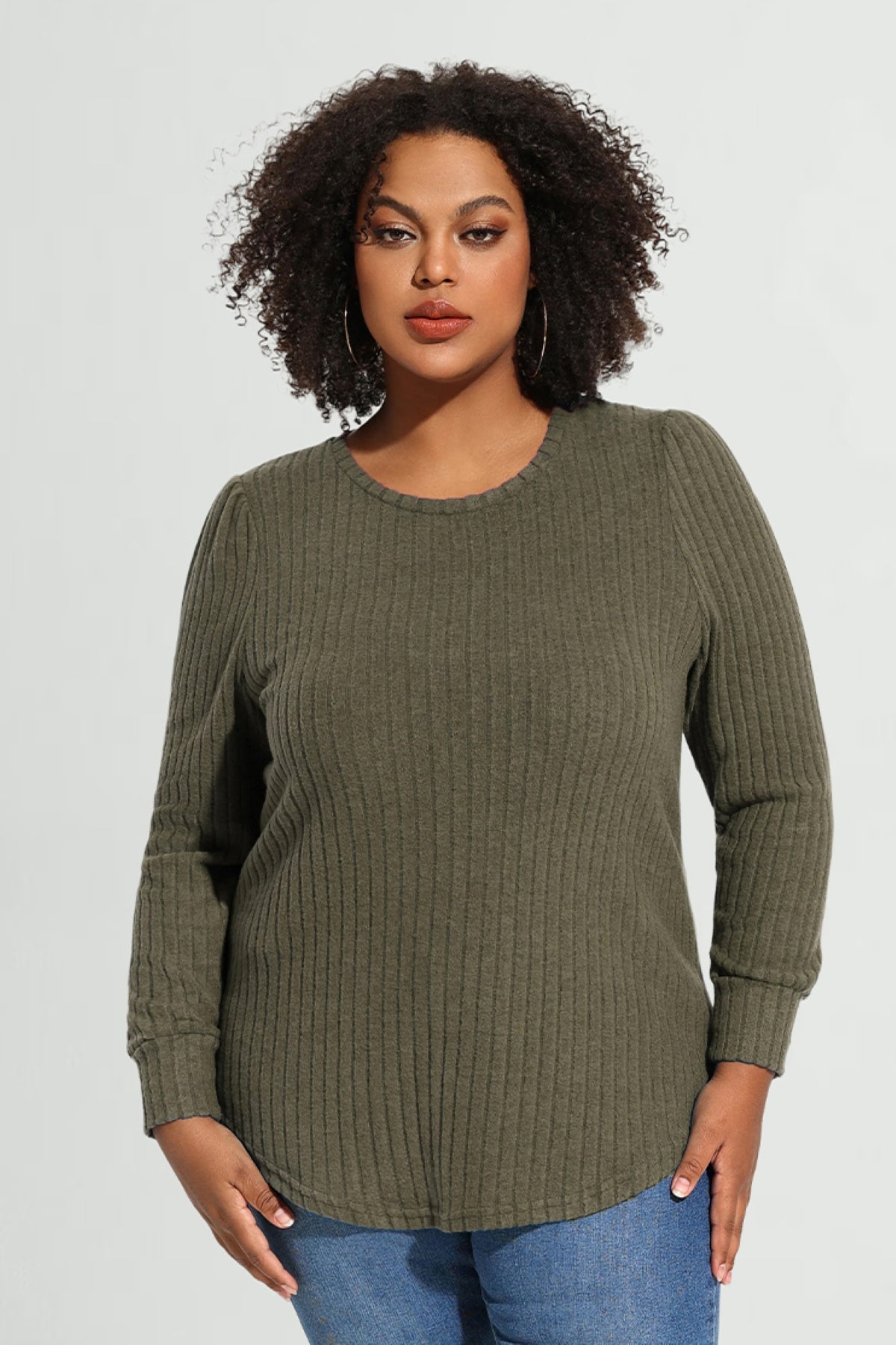 Ritera Solid Texture Velvet Basic Long Sleeve T-Shirt