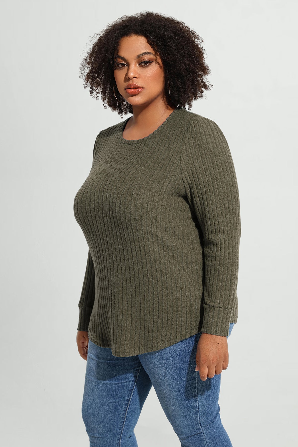 Ritera Solid Texture Velvet Basic Long Sleeve T-Shirt