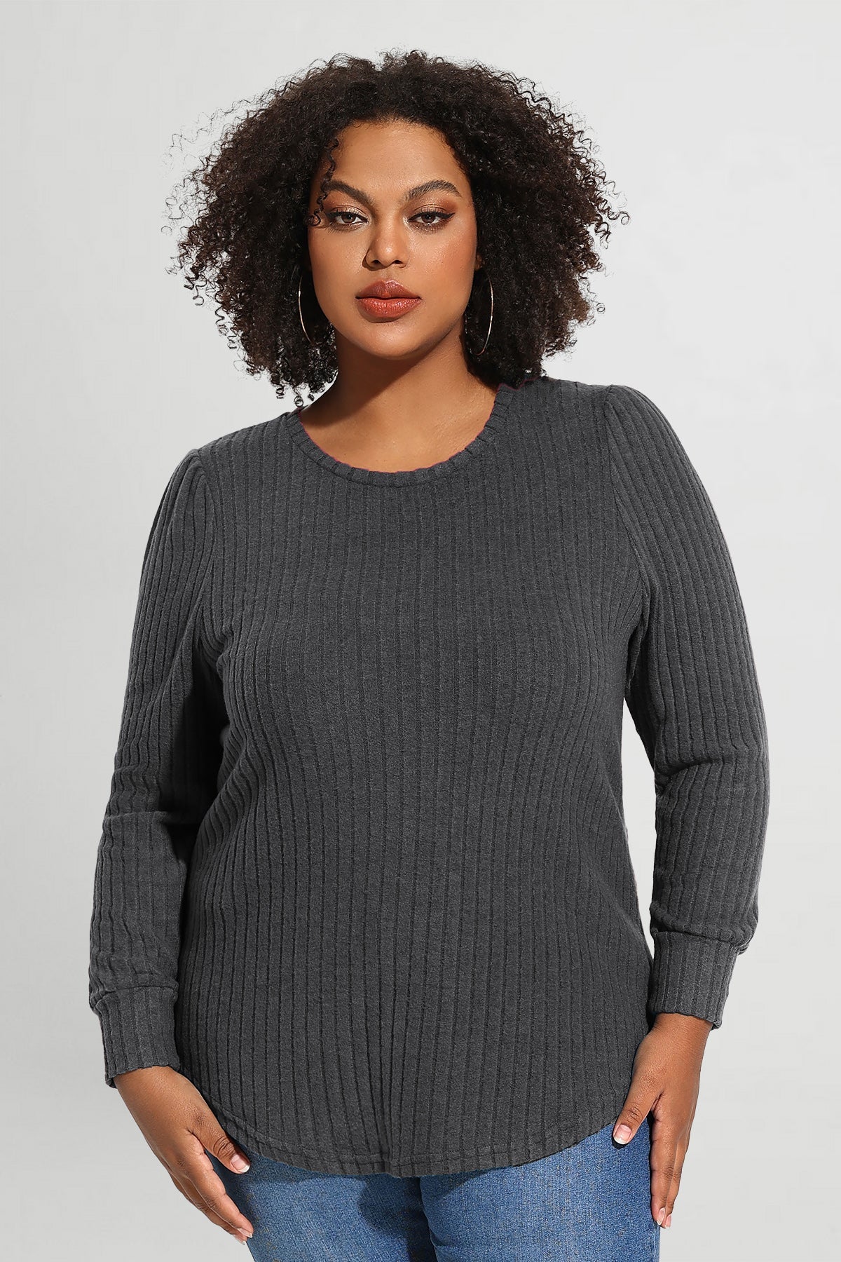 Ritera Solid Texture Velvet Basic Long Sleeve T-Shirt