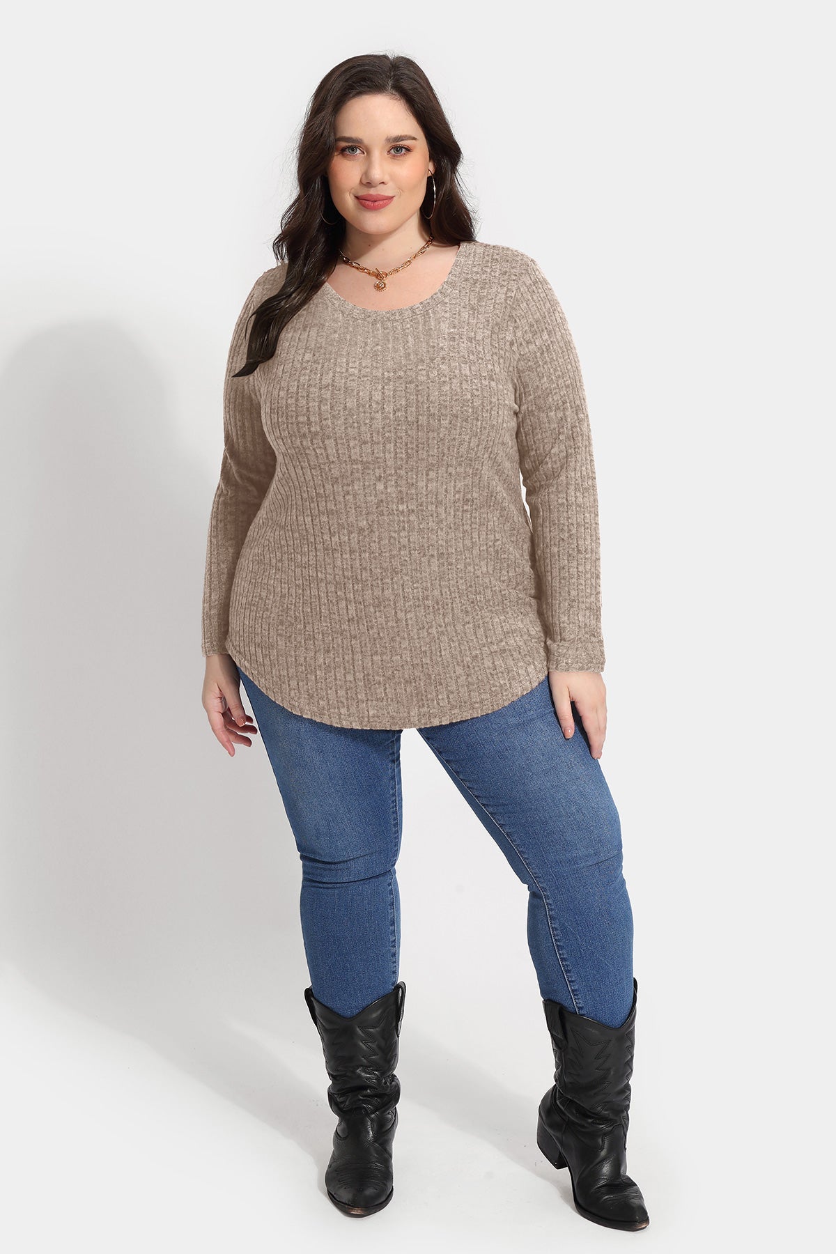 Ritera Texture Crewneck Velvet Basic T-Shirt