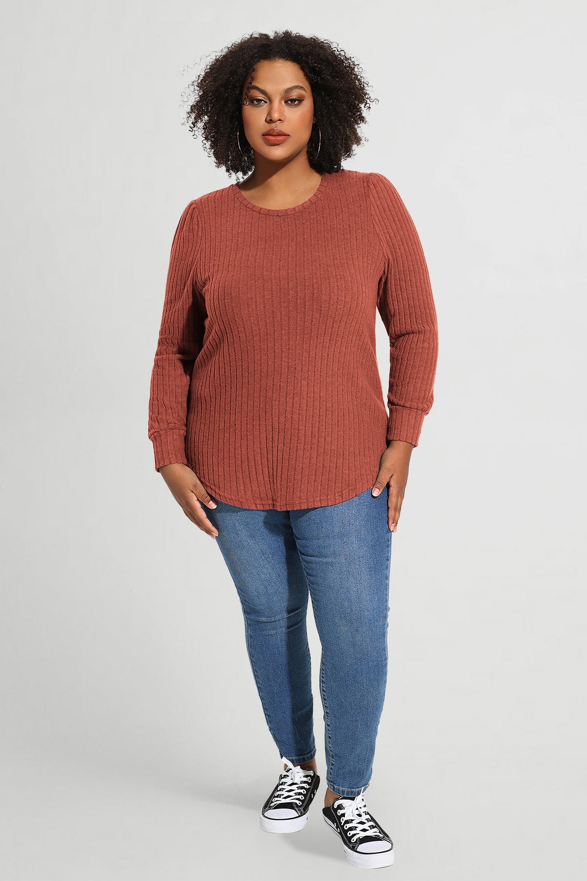 Ritera Solid Texture Velvet Basic Long Sleeve T-Shirt