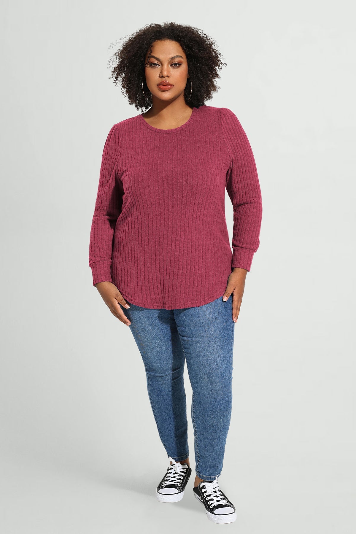 Ritera Solid Texture Velvet Basic Long Sleeve T-Shirt