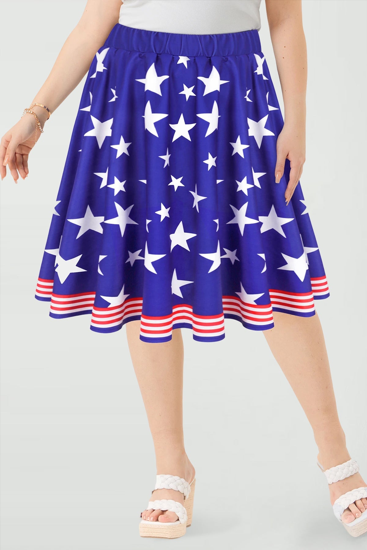Supersoft Stars Stripe Hem Elastic Waist Mini Skirt